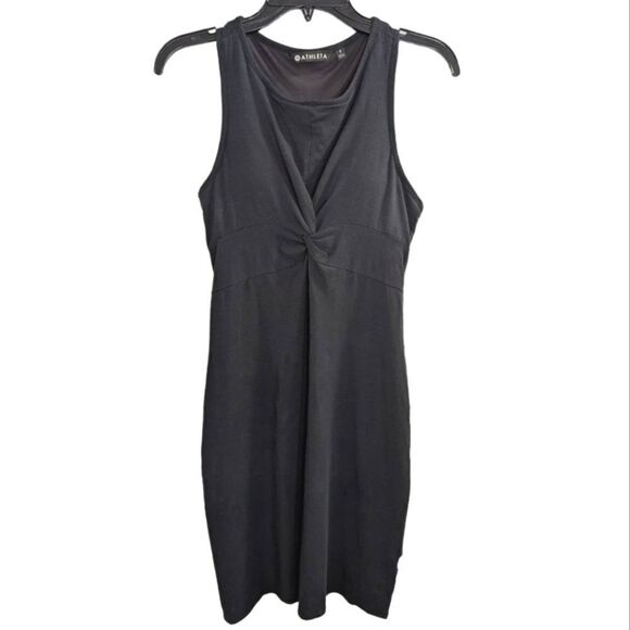 Athleta Black Barre Bralette built in bra active twist front racerback dress S - Picture 1 of 5